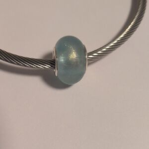 Silver Glittery Blue Charm‎ for Pandora Style Bracelet